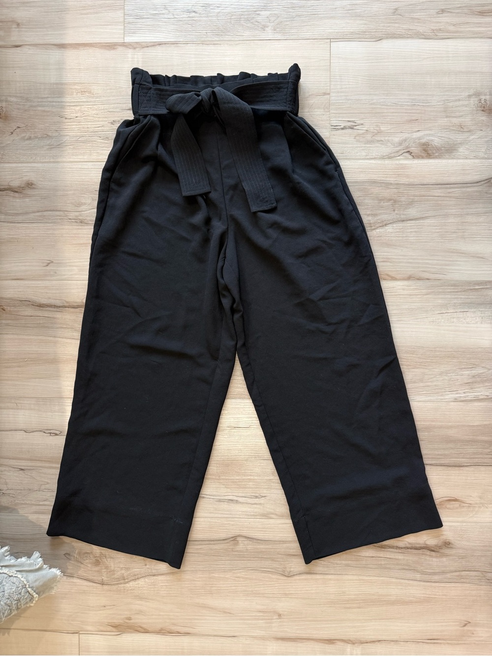 Madewell Black Paperbag-Waist Wide Leg Pants with Tie